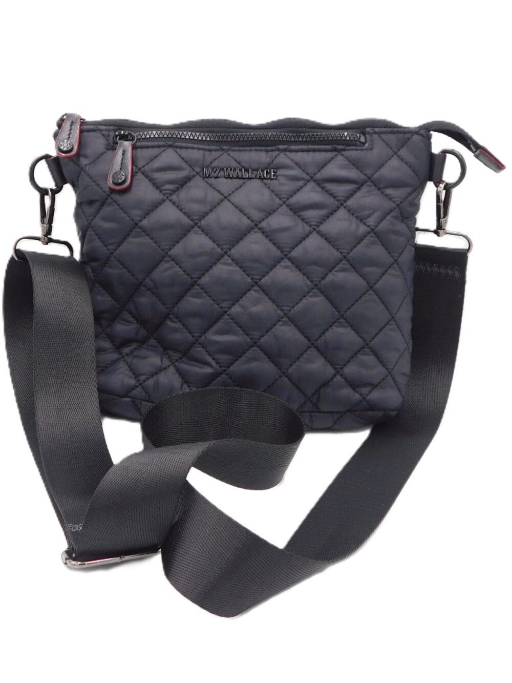 MZ Wallace Black Quilted Nylon Messenger Crossbody Bag | EUC - Picture 3 of 12